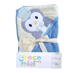 MUNDO BEBE - Toalla bebe niño de baño con capota azul