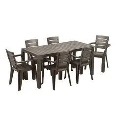RIMAX - Comedor Familiar (1 Mesa + 6 Sillas Con Brazos MOCCA)