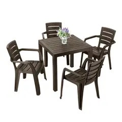 RIMAX - Comedor Barú (1 Mesa + 4 Sillas Con Brazos MOCCA)