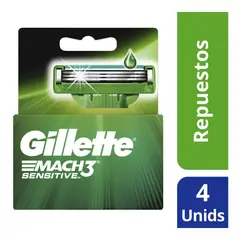GILLETTE - Repuestos De Afeitar Mach3 Sensitive X 4und