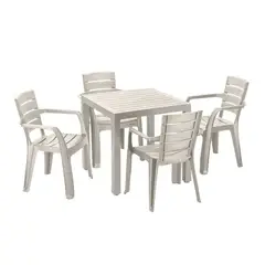 RIMAX - Comedor Barú (1 Mesa + 4 Sillas Con Brazos TAUPE)
