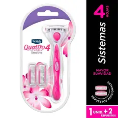 SCHICK - Oferta Maquina Afeitar Quattro Sensitive + 2 Repuesto