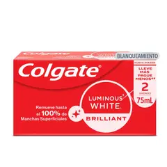 COLGATE - Crema Blanqueadora Luminous White Brilliant 75ml x2