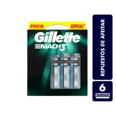 GILLETTE - Repuesto Maquina De Afeitar Mach3 X 6und