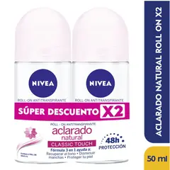 NIVEA - Oferta Desodorante Aclarante Natural Rollon 50g X 2und.---