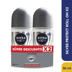 NIVEA - Oferta Desodorante Men Silver Protect Rollon X 50g X 2