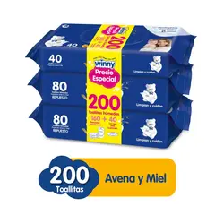 WINNY - Oferta Toallitas Humedas Avena Y Miel X 160+40und