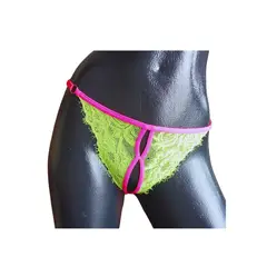 GENERICO - Tanga francesa en encaje para mujer verde y fucsia