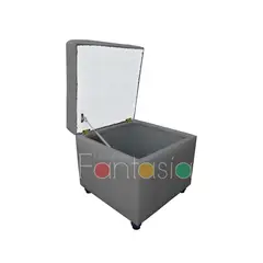 MUEBLES FANTASIA - Puff Baul 45 cm Tela Memphis Gris Oscuro