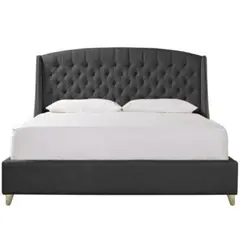 EKONOMODO COLOMBIA - Base cama con Espaldar Queen en pino Italia Gris Plomo 160x190 cm