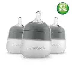 NANOBEBE - Biberón de silicona flexy 5 oz. - 3 Und Gris