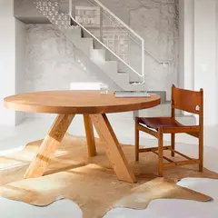 22 GRADOS DECORACION - Mesa Comedor Redondo Diámetro 100cm Roble Macizo