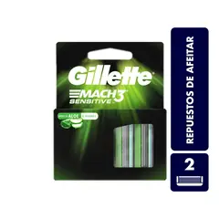 GILLETTE - Repuestos Para Afeitar Mach3 Sensitive X 2und