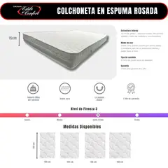 ESTILO Y CONFORT - Colchoneta 140x190x15 Jackard blanco