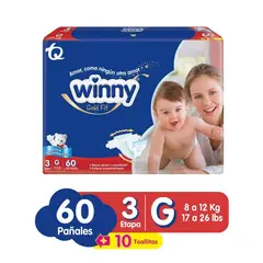 WINNY - Pañal Gold Etapa 3 X 60und +10 Toallitas