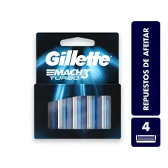 GILLETTE - Repuestos Para Afeitar Mach3 Turbo X 4und