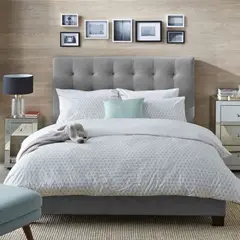 EKONOMODO COLOMBIA - Base cama con Espaldar Queen en pino Luxury Gris Perla 160x190 cm