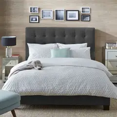 EKONOMODO COLOMBIA - Base Cama Con Espaldar Doble En Pino Luxury Gris Plomo 140X190 Cm