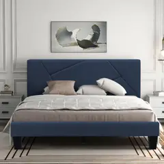 EKONOMODO COLOMBIA - Colchon Queen 1 Pillow con Cama en pino Hampton Azul P 160x190 cm
