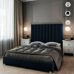 EKONOMODO COLOMBIA - Base cama con Espaldar King en pino Natura azul 200x200 cm