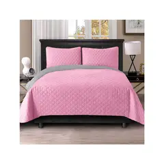 LENCICOL - Colcha Semidoble Rosado Gris