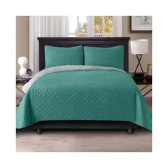 LENCICOL - Colcha Queen Verde Gris