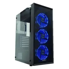 UNITEC - Gabinete Pc Gamer Vidrio Templado, Caja Atx / 3 Coolers Rgb