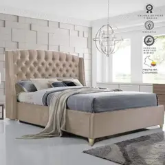 EKONOMODO COLOMBIA - Colchon Doble 1 Pillow + Base cama + Espaldar Italia Taupe 140x190 cm