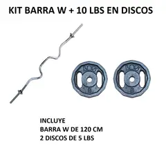 GENERICO - KIT BARRA: BARRA W IMPORTADA - 10 LBS EN DISCOS