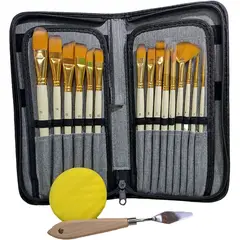ARTESCO - Set de arte pinceles + espátula + espuma. x 17 piezas