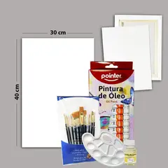MARIES - Set arte oleos pinceles ac linaza bastidor paleta