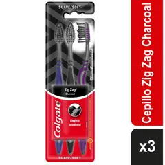 COLGATE - Cepillo de Dientes Zig Zag Carbon Suave x3und.---