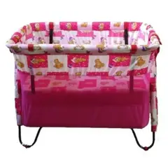 GENERICO - Cuna corral doble nivel y económico de bebe toldillo rosado