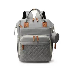 GENERICO - Pañalera morral de bebe tipo cuna practica cambiado gris