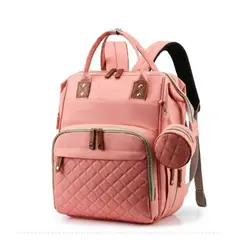 GENERICO - Pañalera morral de bebe tipo cuna practica cambiado salmon