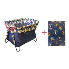 GENERICO - Cuna corral doble nivel y económico de bebe +colchoneta azul