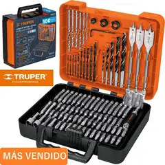 TRUPER - Juego de brocas y puntas 100 piezas uso profesional