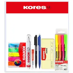 KORES - Kit resaltadores + portaminas + notas + corrector + minas