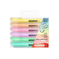 KORES - Resaltador Pastel X 6 Colores High Liner Plus