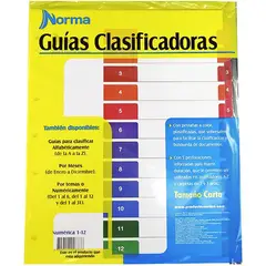 NORMA KAMALI - Guias clasificadora numérica 1 - 6 tamaño carta