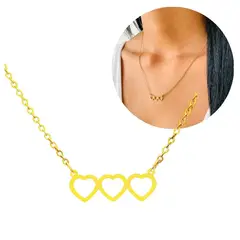 ACCESORIOS DE EVA - Cadena para Mujer en Acero Inoxidable Tres Amores Dorado