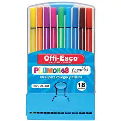 OFFI ESCO - Estuche plumones lavables x 18 offi - esco