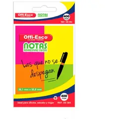 OFFI ESCO - Notas adhesivas removibles 400 hojas x4 colores offi-esco