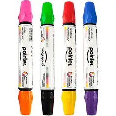 POINTER - Marcador Borrable Pointer, Doble Punta x 4 Unds X 8 Colores
