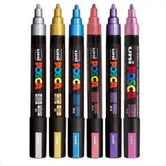 POSCA - Marcador gráfico de vinilo metalizado punta pc-5m x6