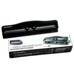 STUDMARK - Perforadora ajustable de 3 huecos negra