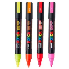 POSCA - Marcador Gráfico De Vinilo Fluorescente Punta Pc-5m X4