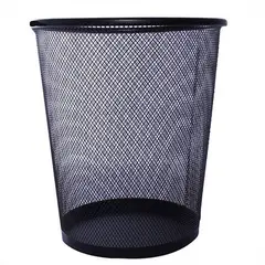 STUDMARK - Papelera basurera malla metálica negra redonda grande