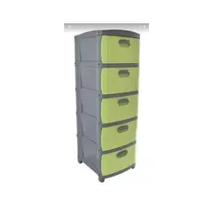 PRODEHOGAR - Organizador cajonero plastico amplio dubai por 5 niveles Gris-Verde