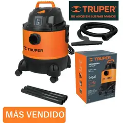 TRUPER - Aspiradora 3 hp 6 gls sopladora para humedo y seco